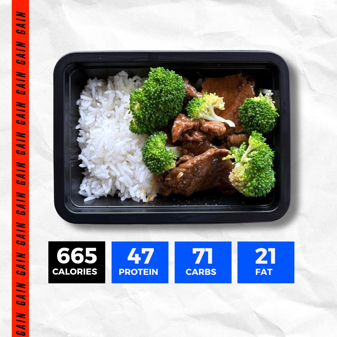 BEEF AND BROCCOLI STIR FRY AND RICE (GAIN)
